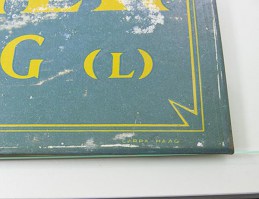 reclame bord blauw oud rechthoek detail